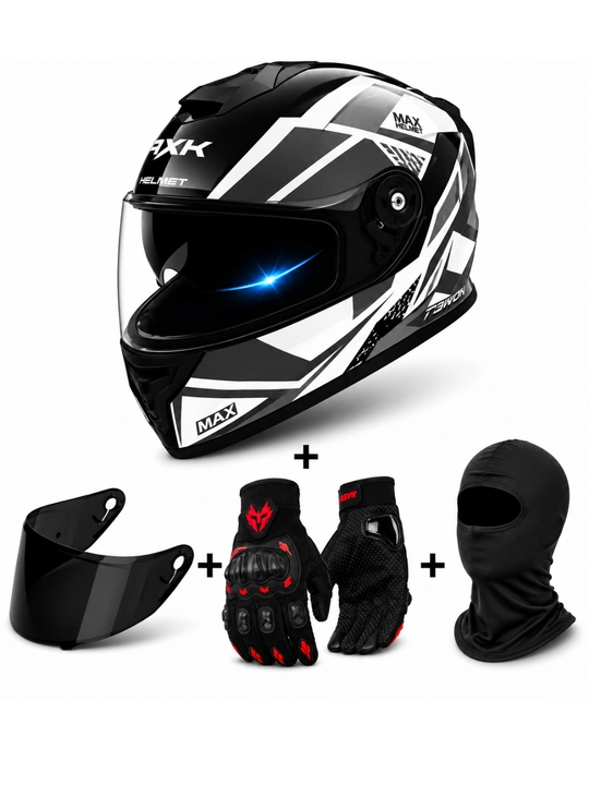 AXK to‘plami - motoshlem, qora vizor, motogolovkalar va balaklava