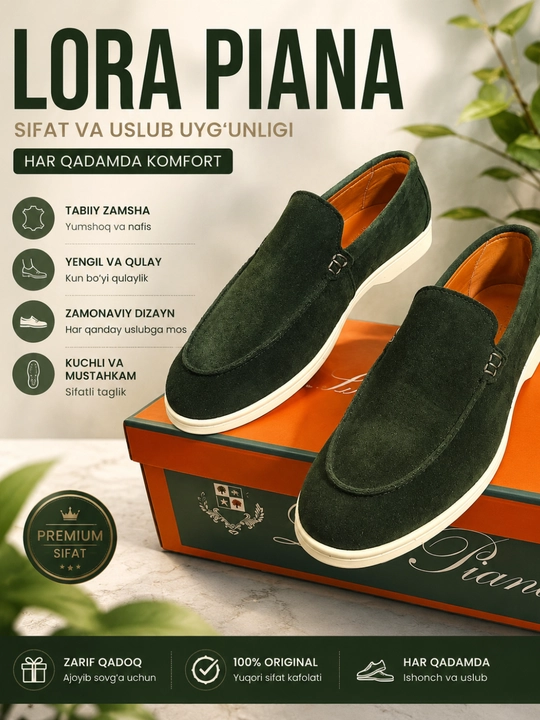 Loferlar, 100% tabiiy charm , loro piana, mokasinlar
