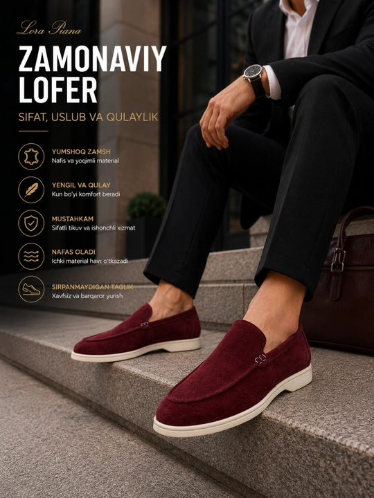 Loferlar, 100% tabiiy charm , loro piana, mokasinlar
