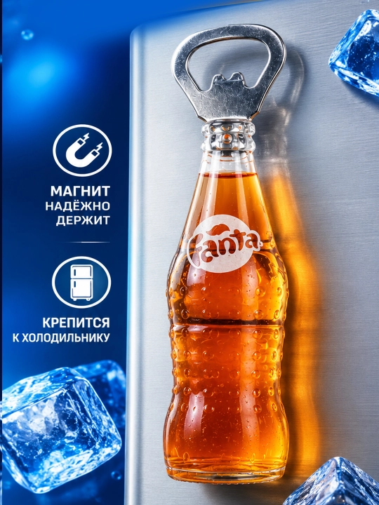 Магнитная открывалка для бутылок на холодильник –  металлическая открывашка с магнитом