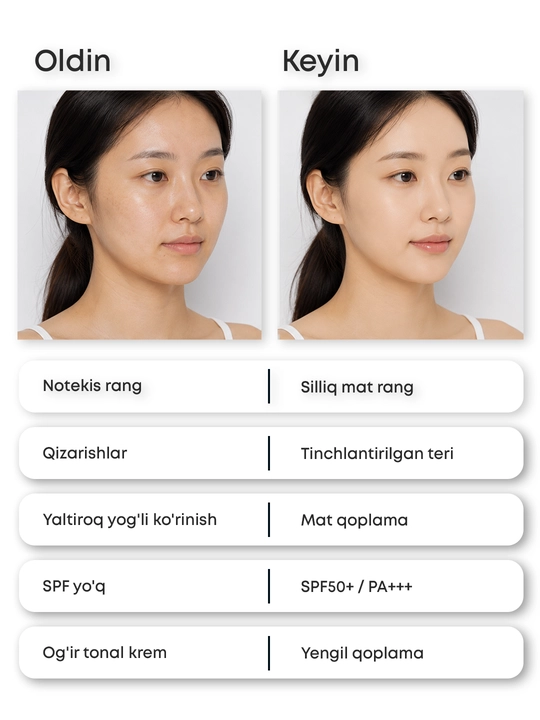 Кушон BB для лица OLLEE SPF50+ PA++++ 15 г, тон 02, матовый финиш, с зеркалом