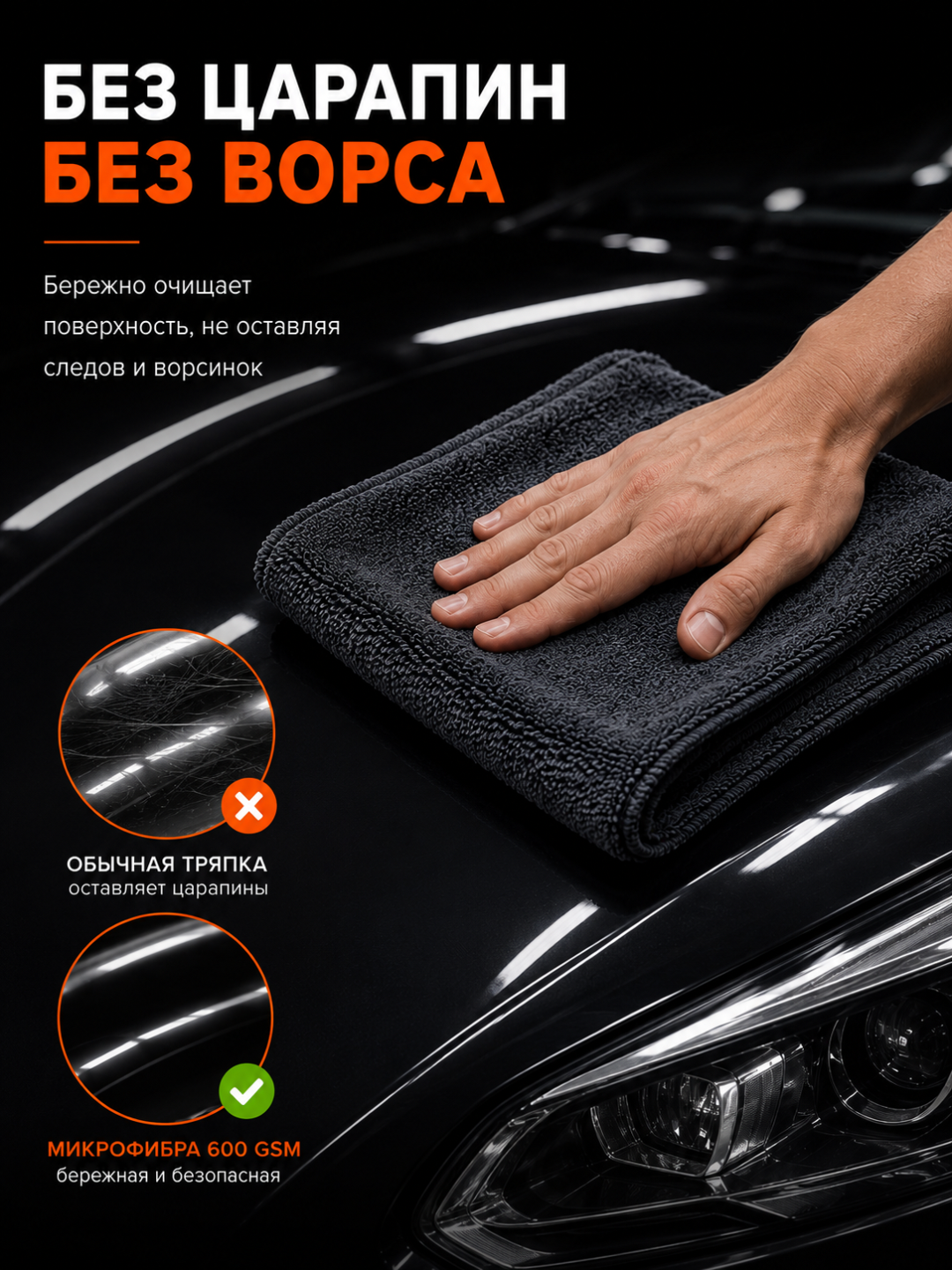 Mikrofiber avtomobil sochig‘i 600 GSM yuqori suv yutuvchi quritish sochig‘i