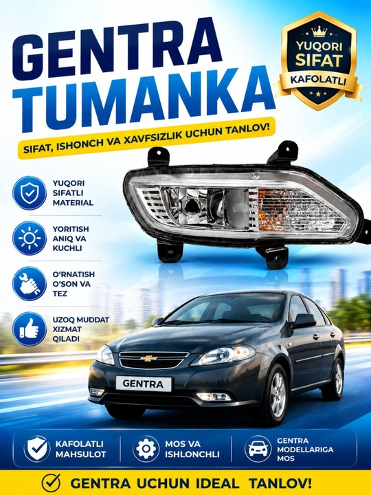 Gentra tuman chiroq, tumanga qarshi fara, gentra fog lamp, led ptf - 