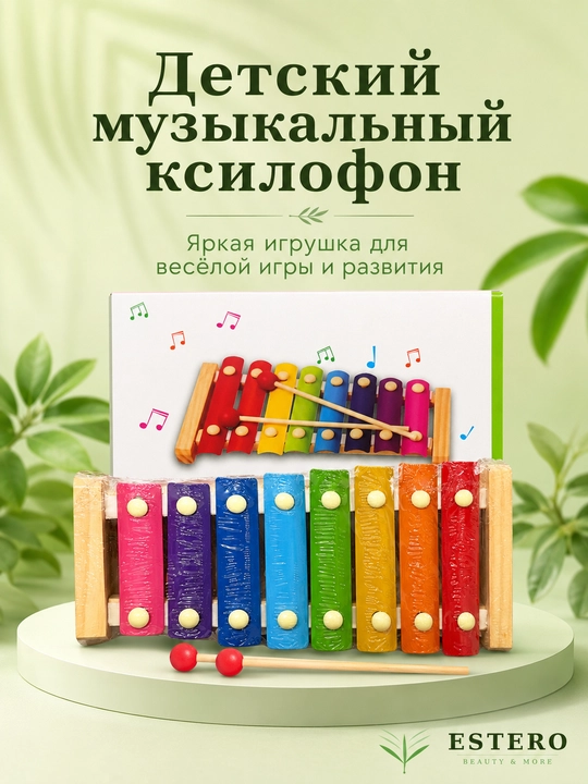  Детский цветной ксилофон — 8 нот, музыкальная игрушка 