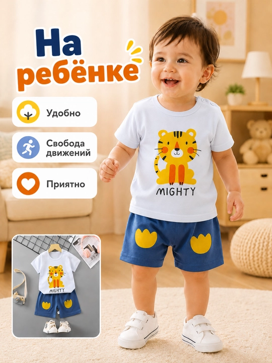 Детский летний комплект футболка и шорты для малышей