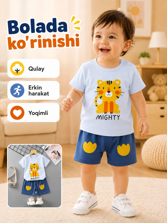 Детский летний комплект футболка и шорты для малышей - 