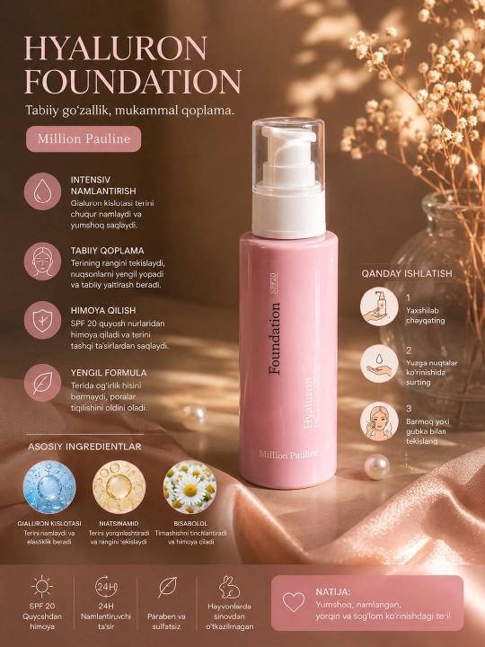 Gialuronli tonalniy krem, SPF20 - tonalniy krem - 