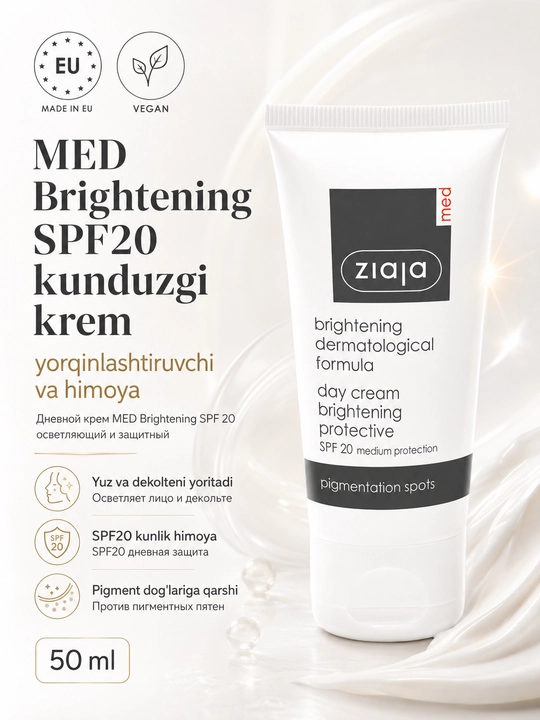 MED Brightening SPF20 kunduzgi krem — yorqinlashtiruvchi va himoya — 50 ml - 