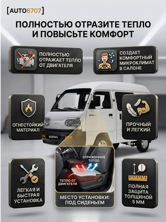 Damas va Labo uchun issiqlik izolyatsiyasi, 5mm motor qoplamasi shumka