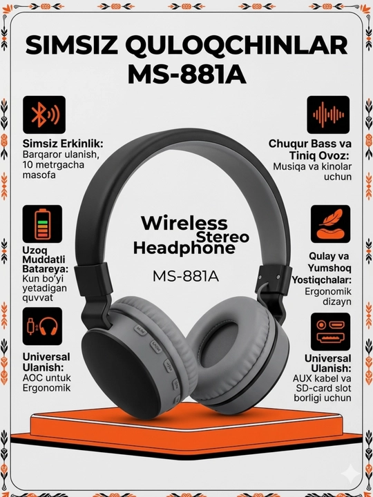 MS-881A simsiz Bluetooth quloqchinlari - 