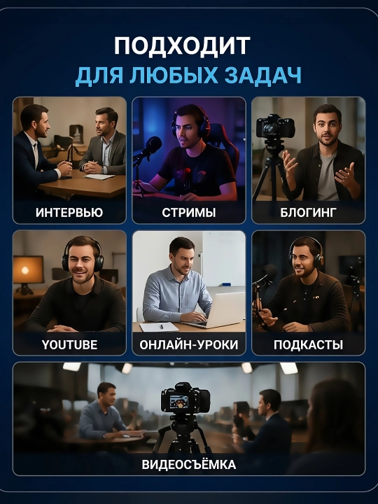 Simsiz petlichka mikrofon, shovqinni kamaytiruvchi, 2 dona, bloger va video yozish uchun