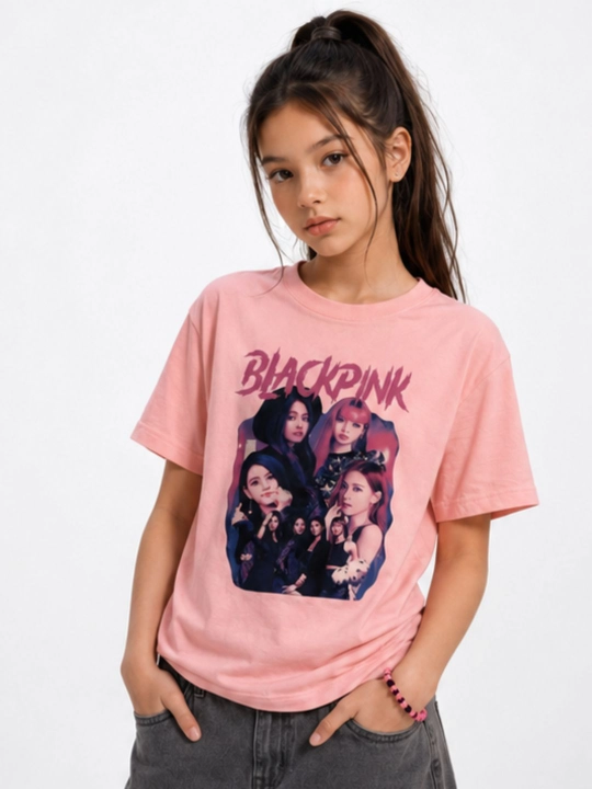 WEERIT BLACKPINK o‘smirlar futbolkasi, 100% paxta, K-pop naqshli, qizlar uchun, 8-14 yosh