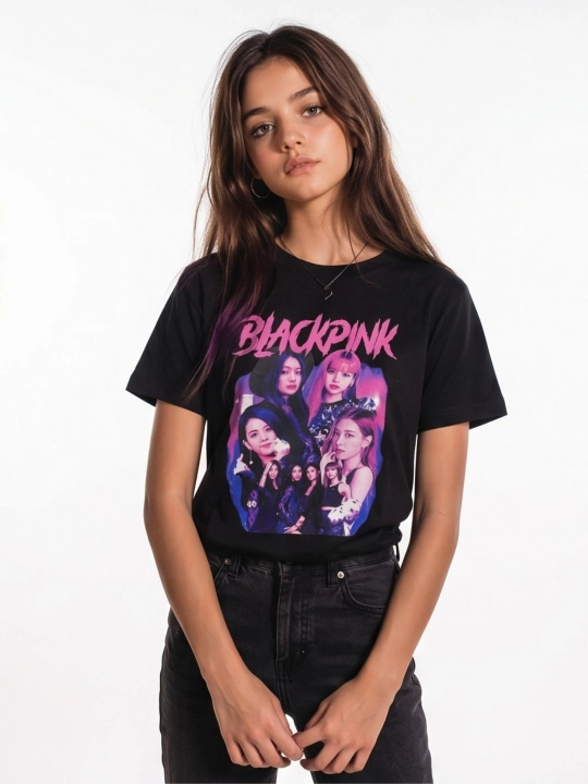 WEERIT BLACKPINK o‘smirlar futbolkasi, 100% paxta, K-pop naqshli, qizlar uchun, 8-14 yosh