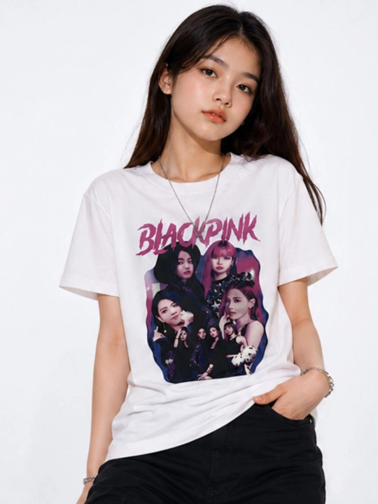 WEERIT BLACKPINK o‘smirlar futbolkasi, 100% paxta, K-pop naqshli, qizlar uchun, 8-14 yosh