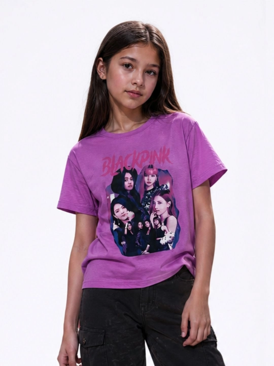 WEERIT BLACKPINK o‘smirlar futbolkasi, 100% paxta, K-pop naqshli, qizlar uchun, 8-14 yosh