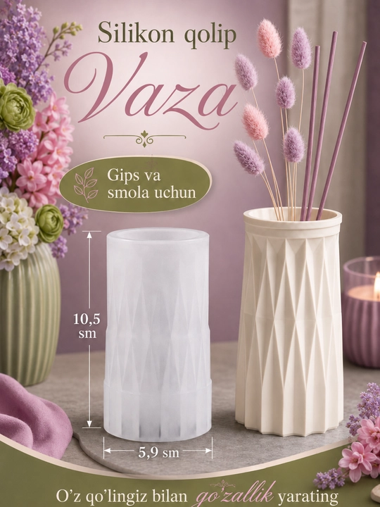 Silikon qolip, gullar uchun guldon, guldon qolipi, gips va smola uchun mold