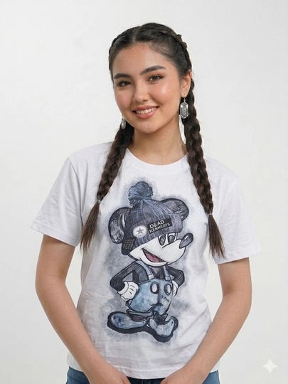 Qiz bolalar uchun zamonaviy qora futbolka, Doraemon printli, 8–13 yosh, yumshoq va qulay - 