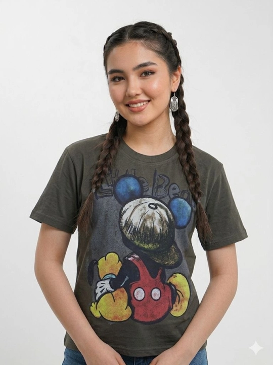 Qiz bolalar uchun zamonaviy qora futbolka, Doraemon printli, 8–13 yosh, yumshoq va qulay - 