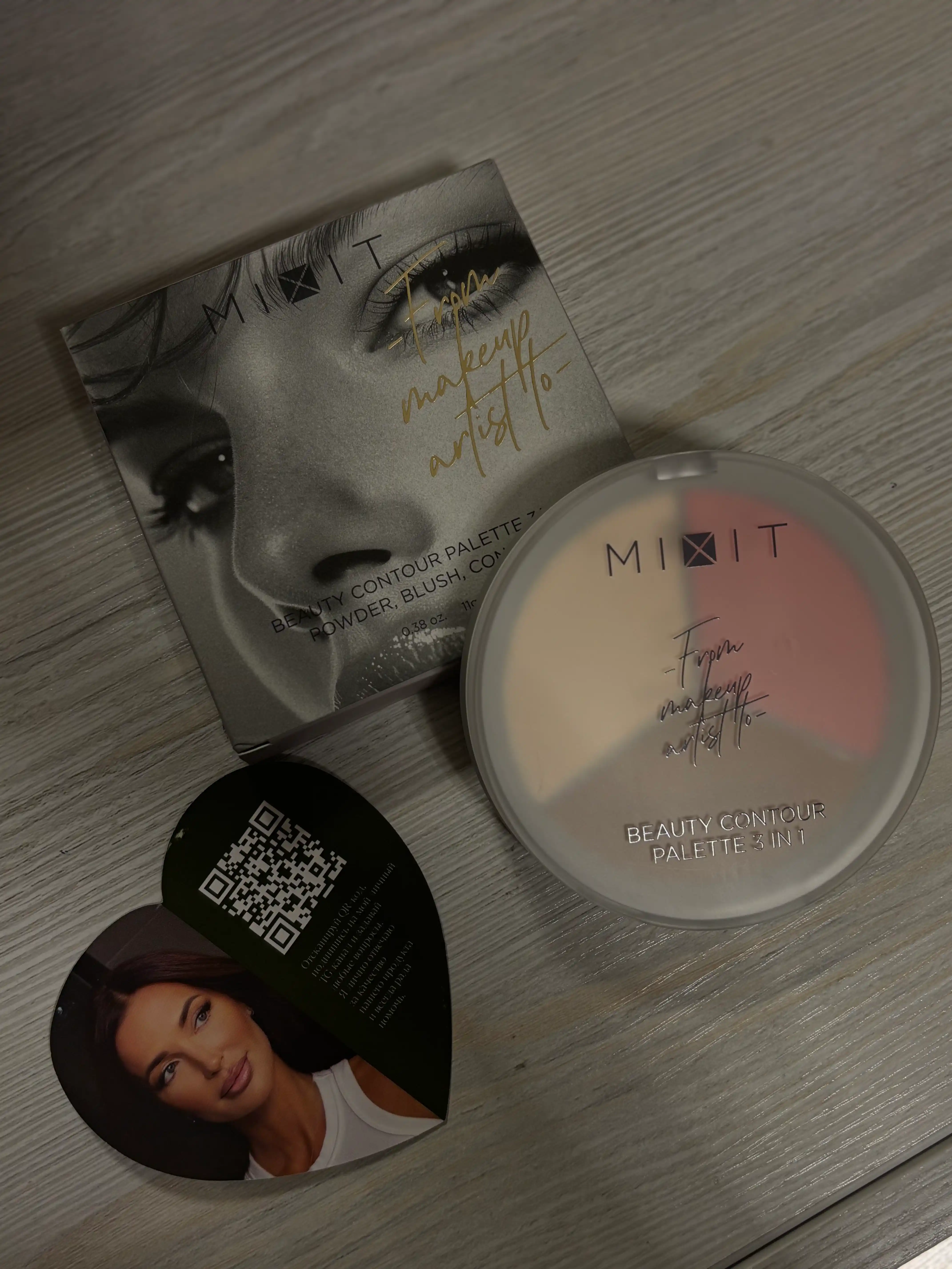 Палетка для скульптурирования лица 3 в 1, 01, 02 — MIXIT Make Up Beauty Palette, 11 г