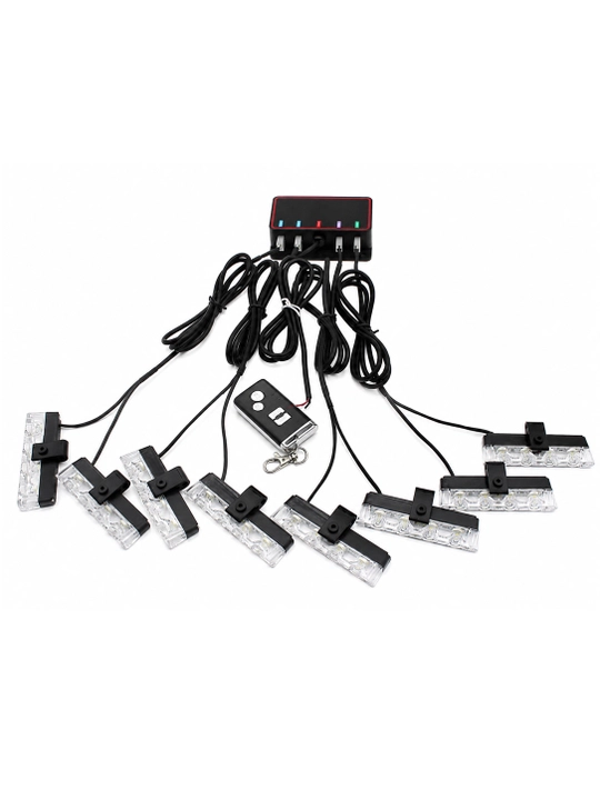 Avtomobil uchun LED ogohlantiruvchi chiroqlar, 8 seksiya 32LED masofadan boshqaruv 12–24V