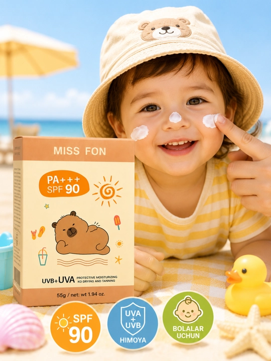 Детский солнцезащитный крем SPF 90 MISS FON - Защита UVA+UVB
