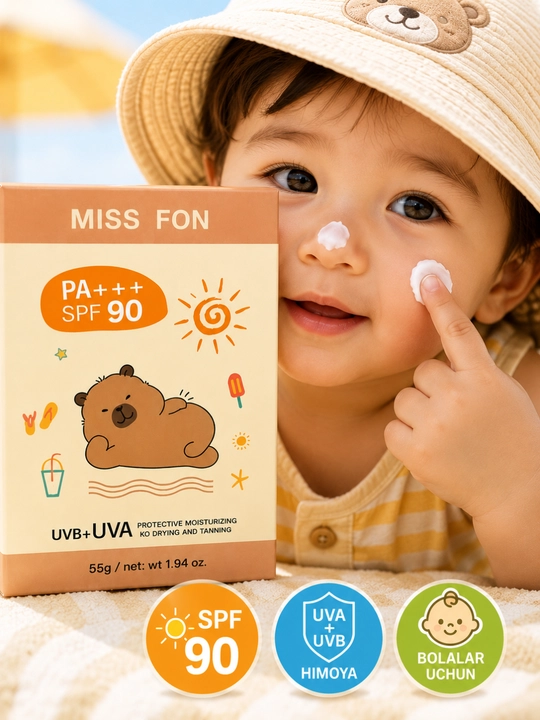 Детский солнцезащитный крем SPF 90 MISS FON - Защита UVA+UVB