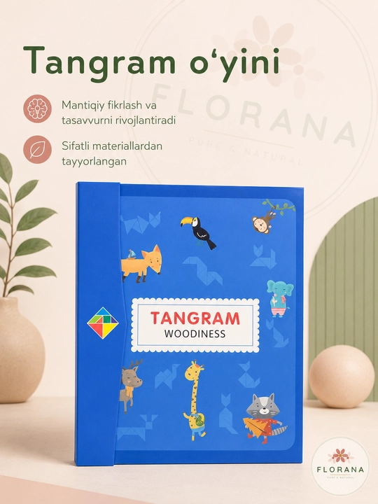 Tangram — yog'och geometrik bosqotirma, bolalar uchun mantiq o'yini