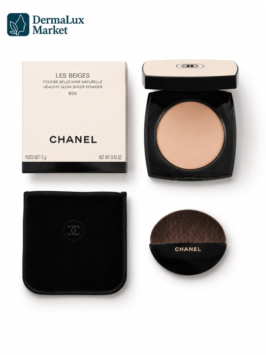 Компактная пудра с эффектом естественного сияния, лёгкая  текстура — CHANEL les beiges B20