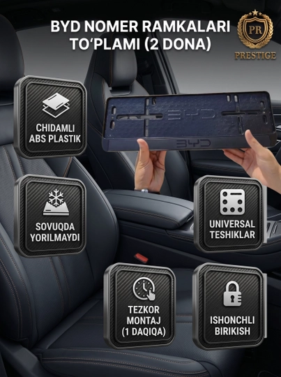 BYD avtomobillari uchun davlat raqami ramkasi podnomer, 2 dona, shovqinni kamaytiruvchi