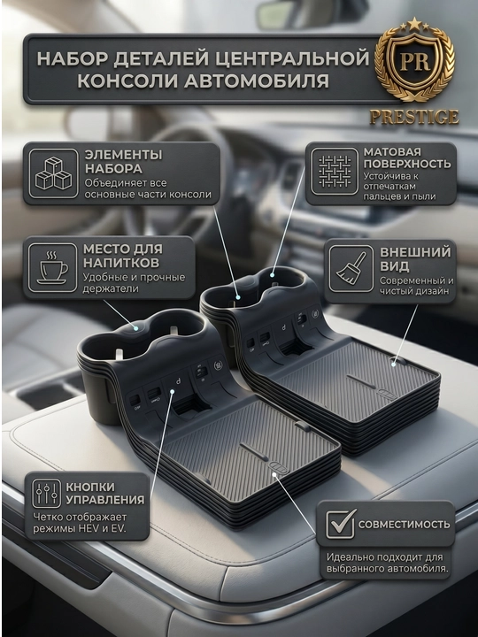 BYD Champion avtomobillari uchun markaziy konsol organayzeri, stakan ushlagichli