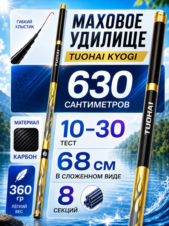 Baliq ovlash qarmog'i halqasiz, 360, 450, 540, 630, 720 sm