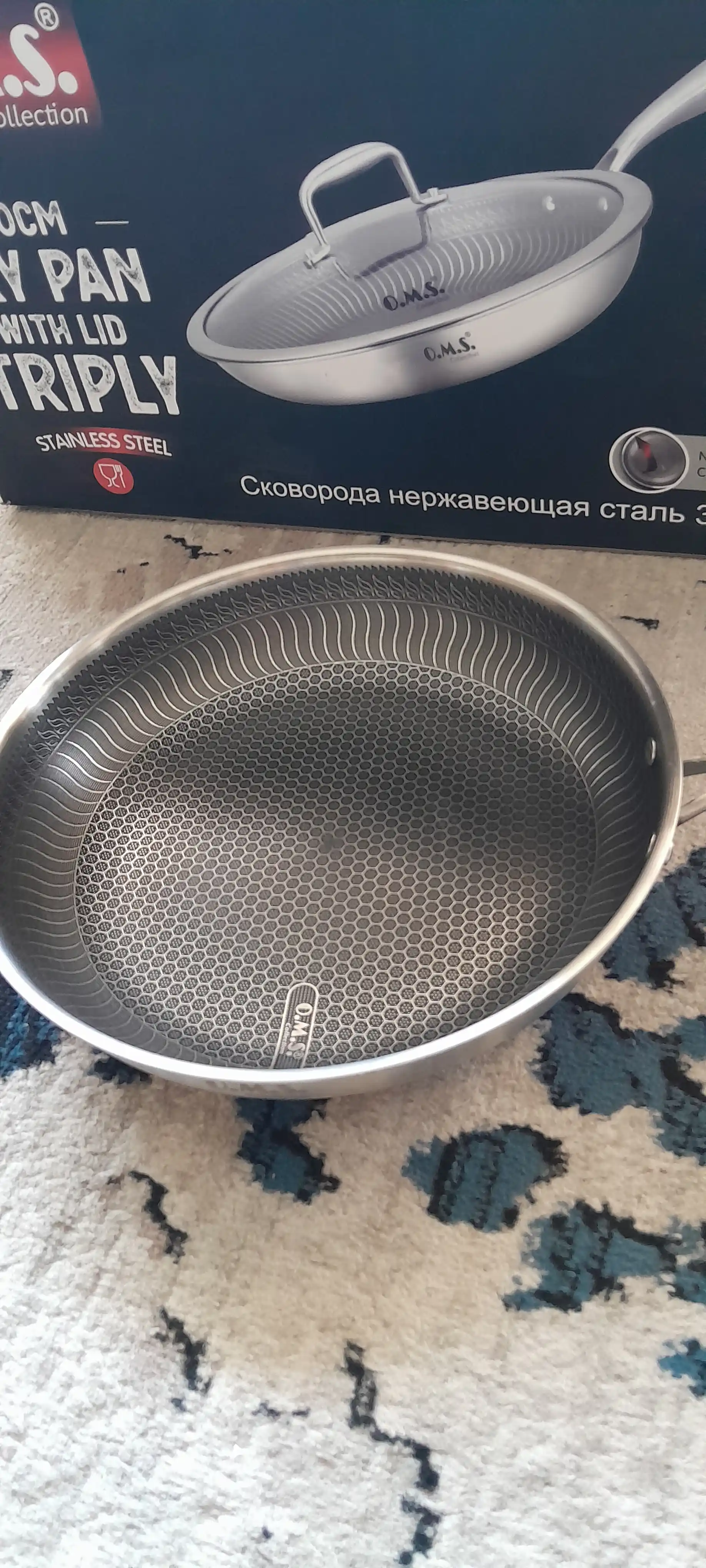 Сковорода с крышкой O.M.S Collection M2011 из нержавеющей стали 20/24/26/28/30 см