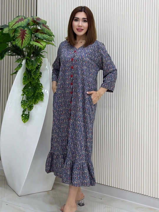 Ayollar uchun katta o‘lchamli uy xalat (2XL–7XL), 100% paxta XB, yozgi, qulay