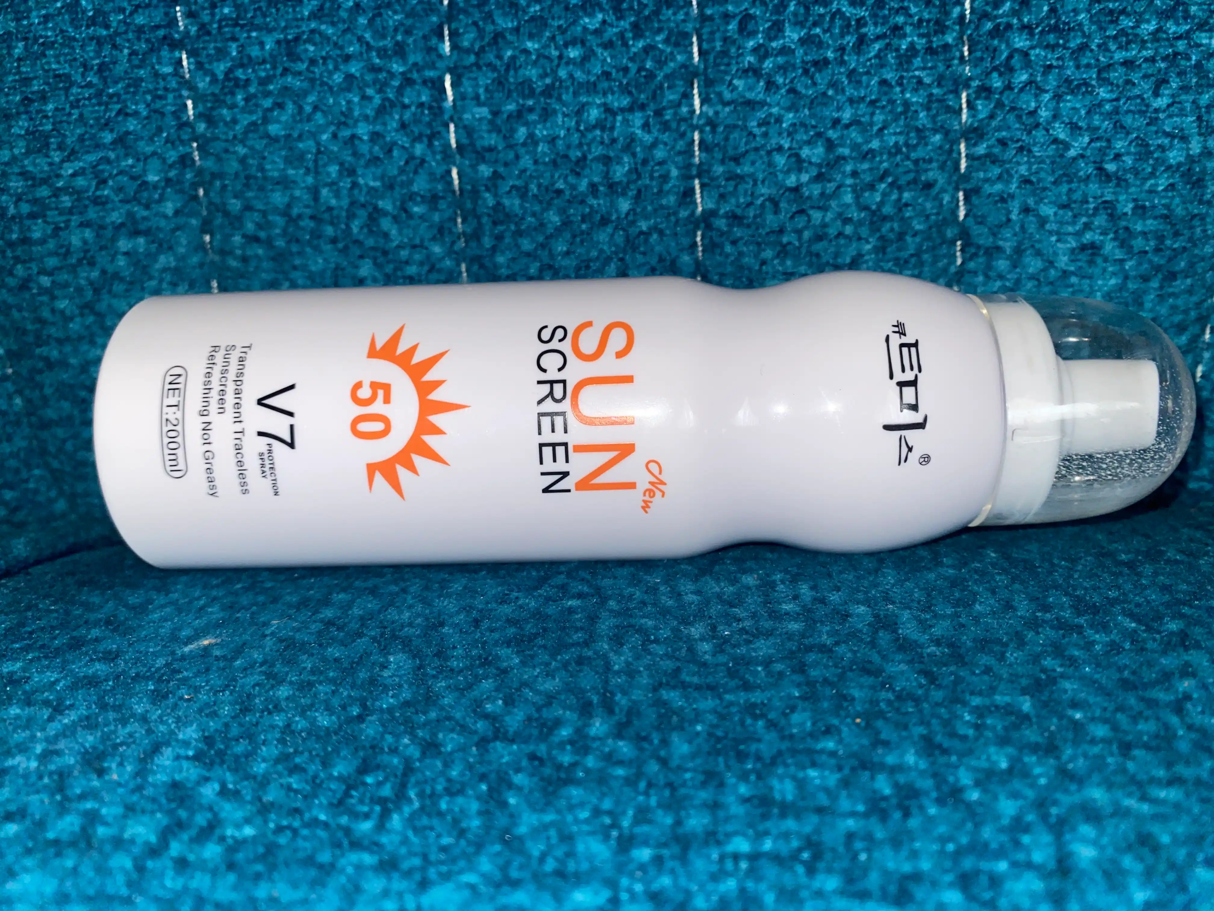 Quyoshdan himoya qiluvchi sprey kremi, 50 spf Quyosh ekrani V7, 200 ml