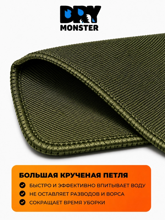 Микрофибра для стекол DRY Monster, 34x35 см, салфетка без разводов, для авто