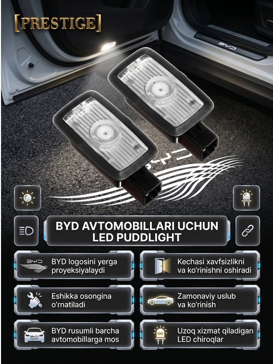 Barcha BYD avtomobillari uchun LED podsvetka, eshik logotip proyektori