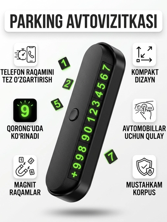 Avtoturargoh kartasi, vizitka telefon raqam bilan