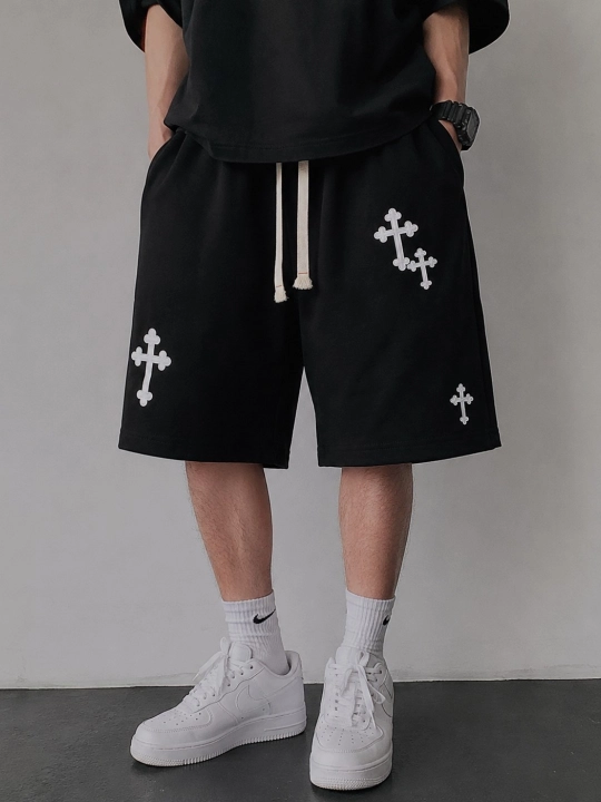 Унисекс шорты oversize с крестами — streetwear стиль