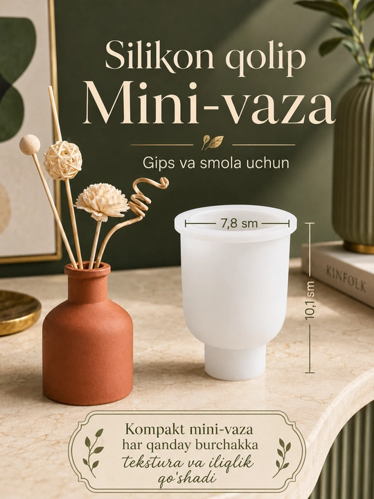Silikon qolip, gullar uchun guldon, guldon qolipi, gips va smola uchun mold
