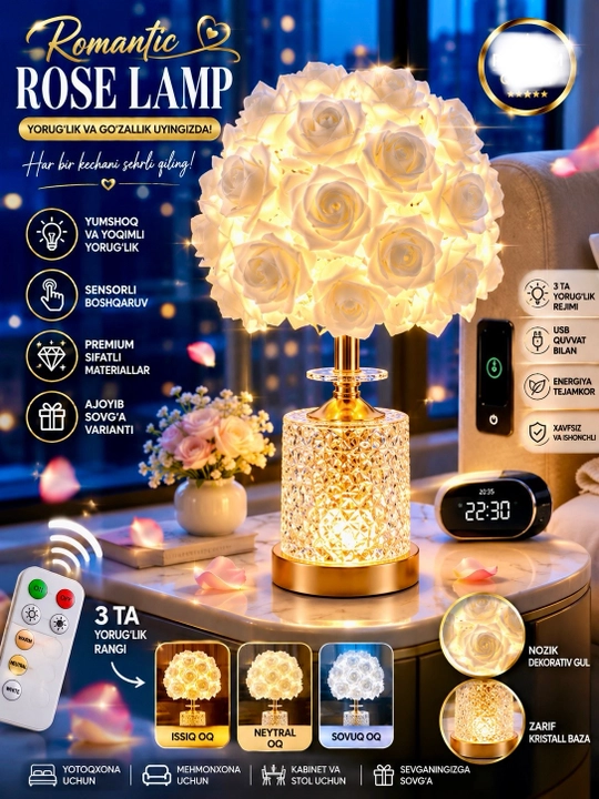 3 xil darajadagi yorug'lik bilan LED tungi chiroq - 