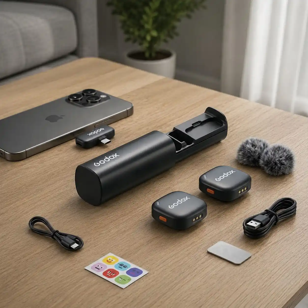 Simsiz mikrofon Tech-X Aura Lite, Godox, 2 qabul qiluvchi iPhone/Android, 360° ovoz