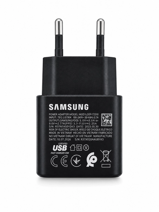 Samsung 25W Type-C quvvatlash qurilmasi zaryadchik Fast Charge kabeli bilan