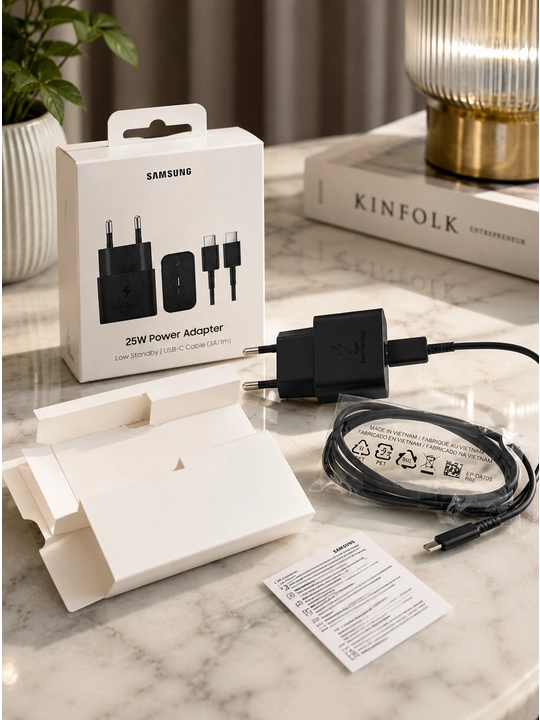 Samsung 25W Type-C quvvatlash qurilmasi zaryadchik Fast Charge kabeli bilan