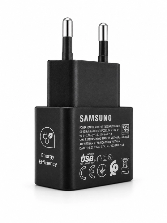 Samsung 25W Type-C quvvatlash qurilmasi zaryadchik Fast Charge kabeli bilan
