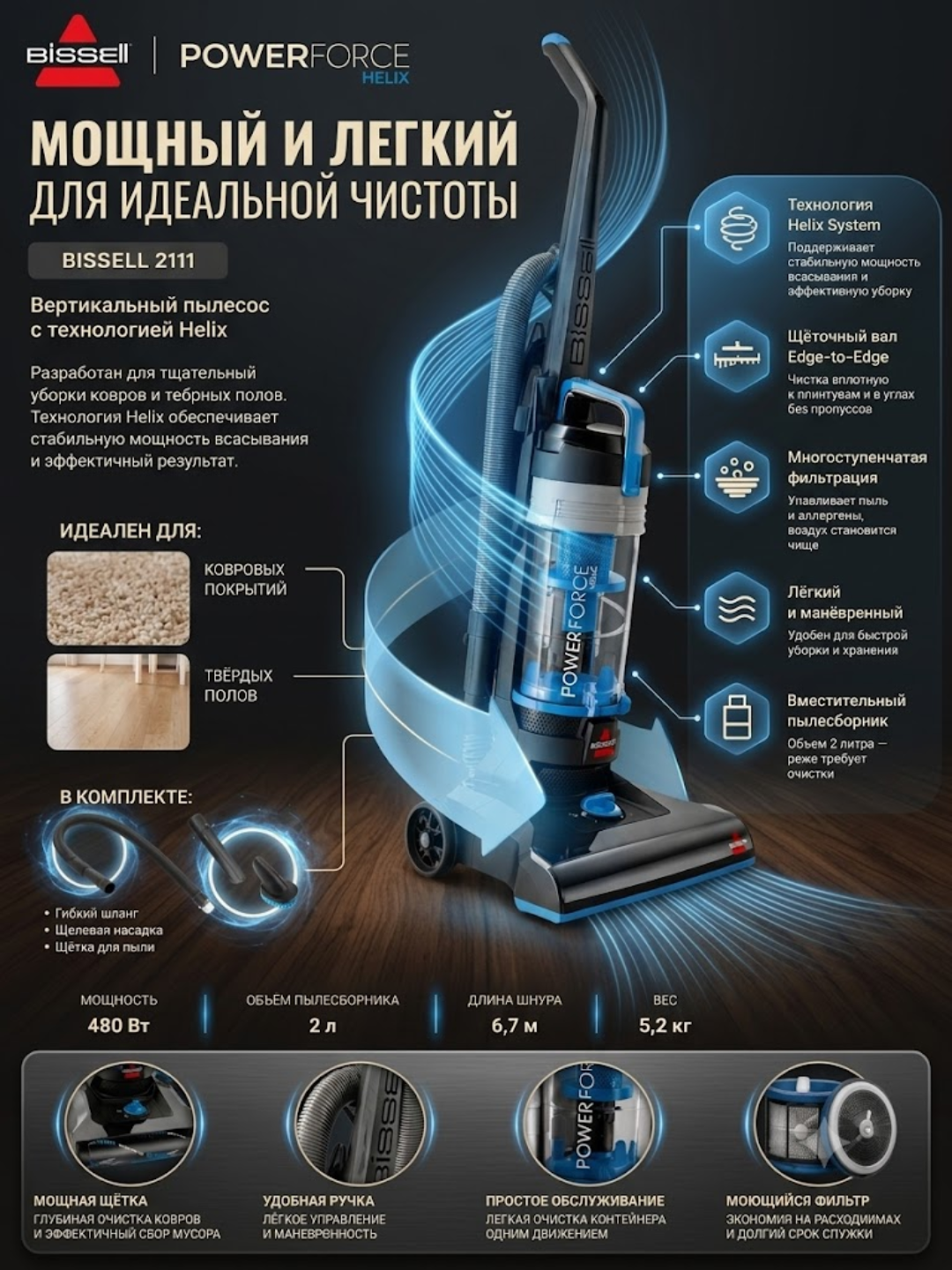 Bissell Vertikal changyutgichlar 2261E, 2110E va 2111E - 