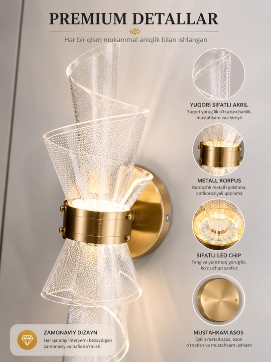 Devor brasi, chiroq, LED, zamonaviy, dekorativ chiroq, 3 xil yoritish rejimi