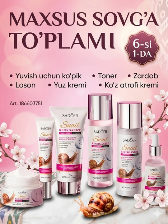 Sadoer yuz to'plami, 6 dan 1 gacha, yoshartiruvchi - 