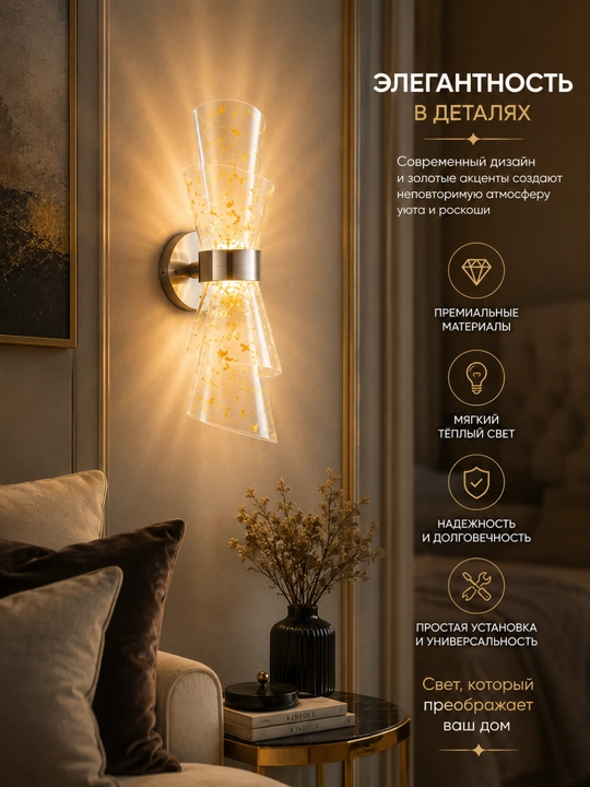 Devor brasi, chiroq, LED, zamonaviy, dekorativ chiroq, 3 xil yoritish rejimi - 