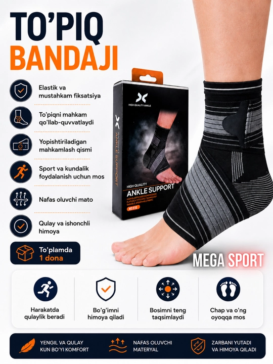 Boldir-kaft bo‘g‘imini qo‘llab-quvvatlash uchun sport bog‘ichi - 