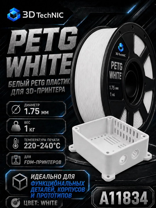 Пластик для 3D принтера, филамент PETG 1.75 мм, 1 кг - 